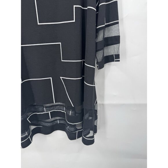 IC By Connie K Geometric Tunic Women L Black Lagenlook Art To Wear Mature Artsy - Picture 8 of 9